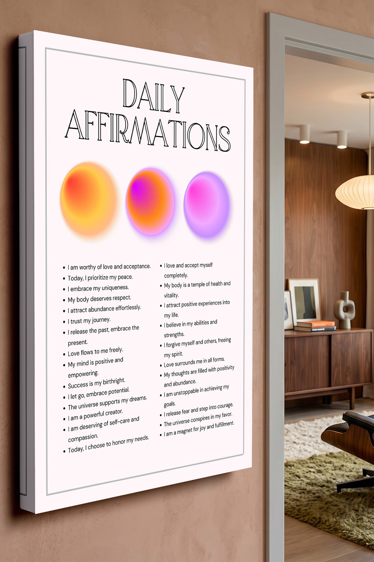 Daily Affirmations Typography Canvas Print — canvas wall art