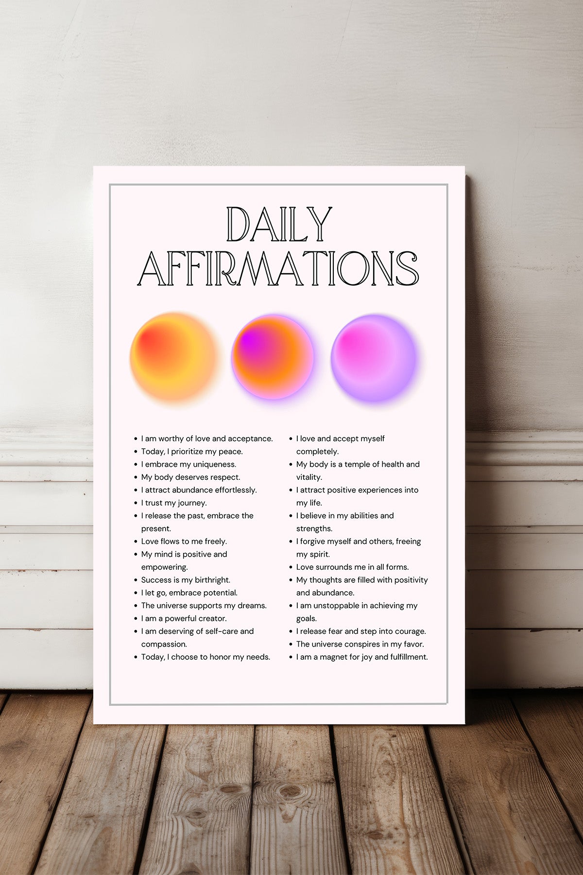 Daily Affirmations Typography Canvas Print — canvas wall art