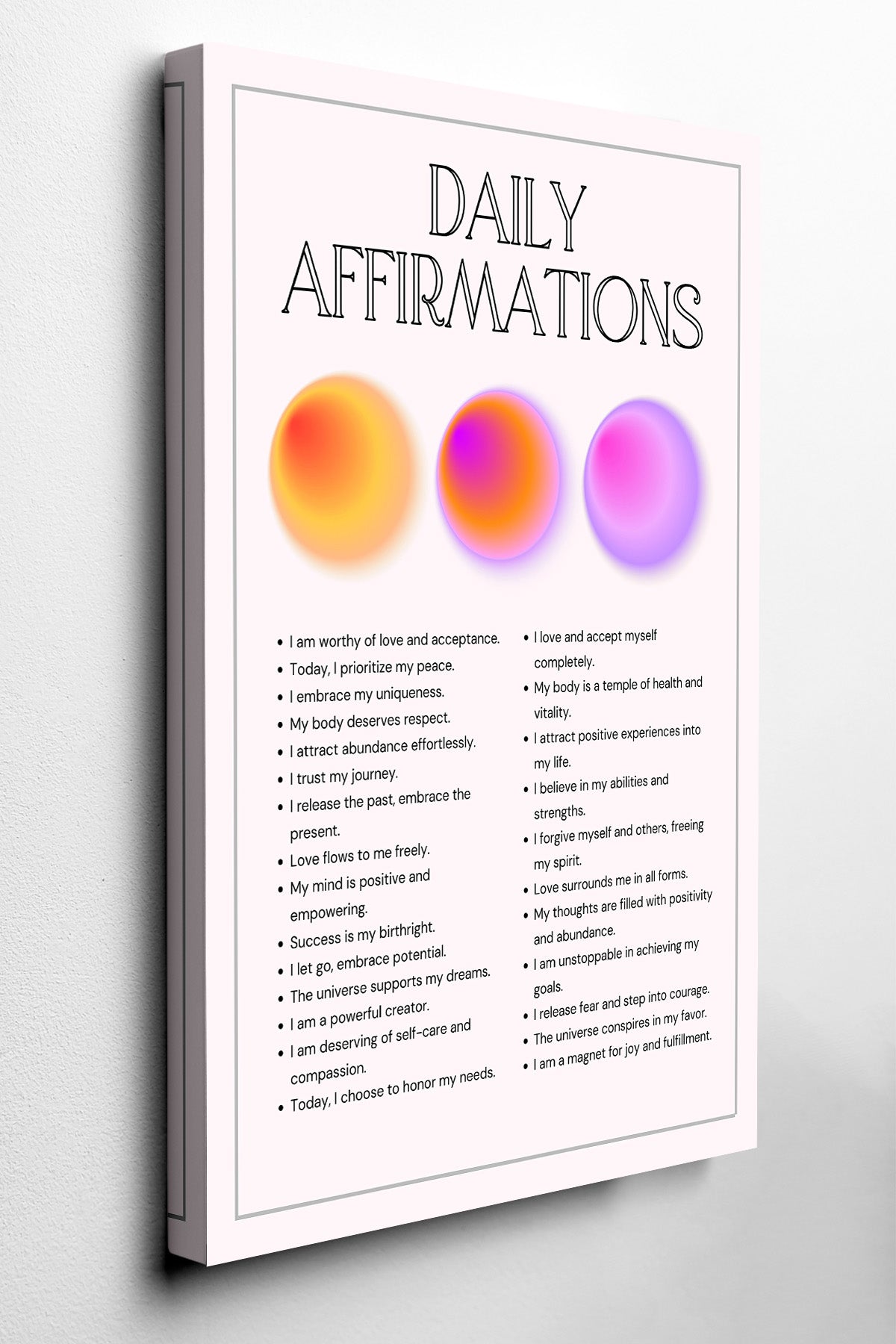 Daily Affirmations Typography Canvas Print — canvas wall art