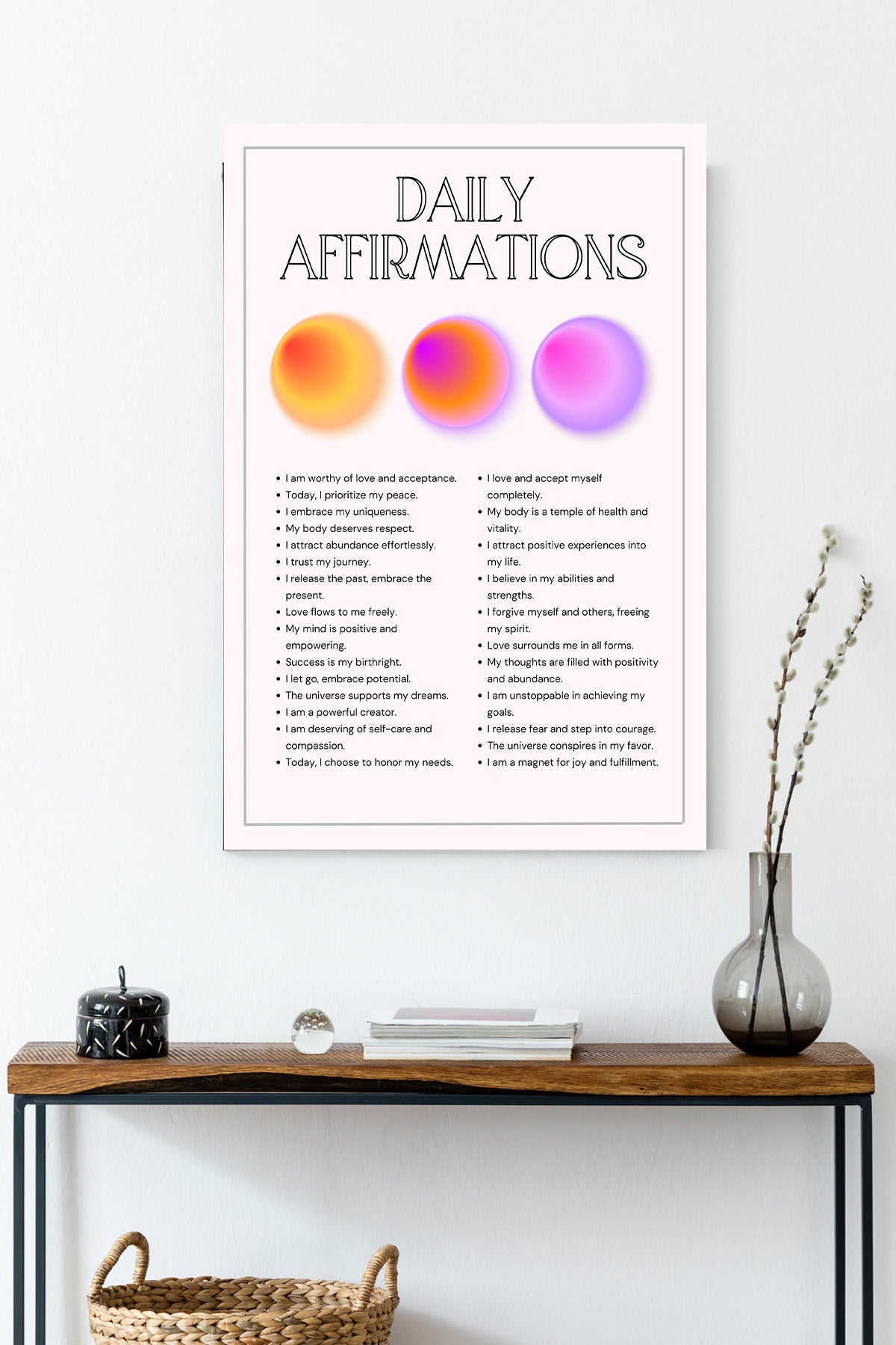 Daily Affirmations Typography Canvas Print — canvas wall art