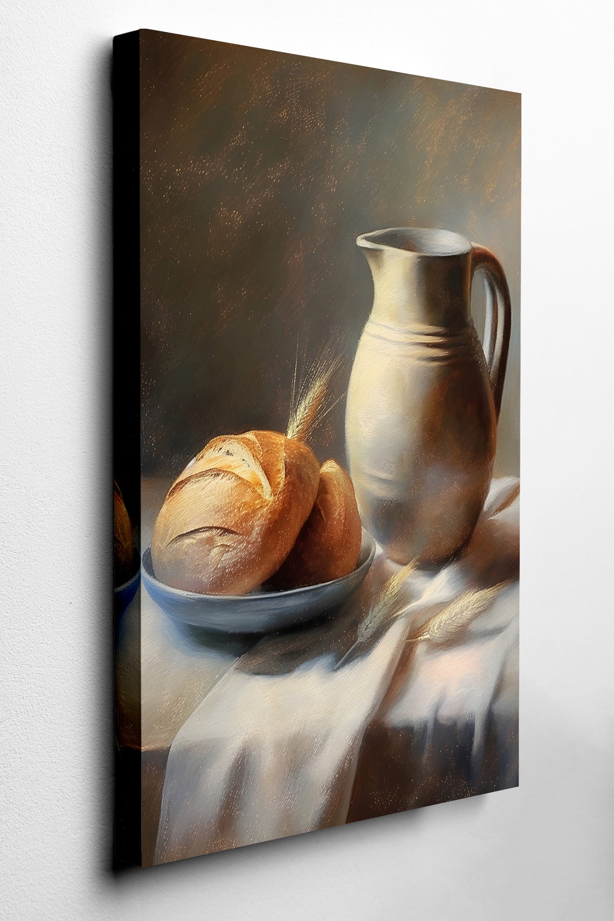 Rustic Bread & Jug Still Life Canvas Print — canvas wall art