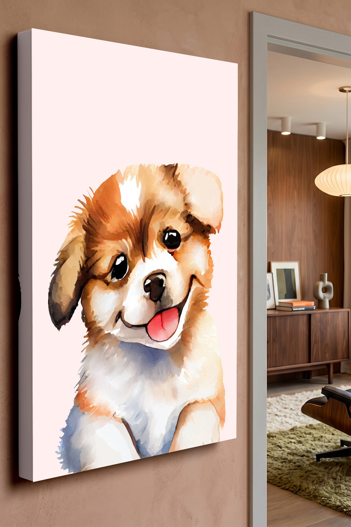 Golden Puppy Watercolour Canvas Print — canvas wall art
