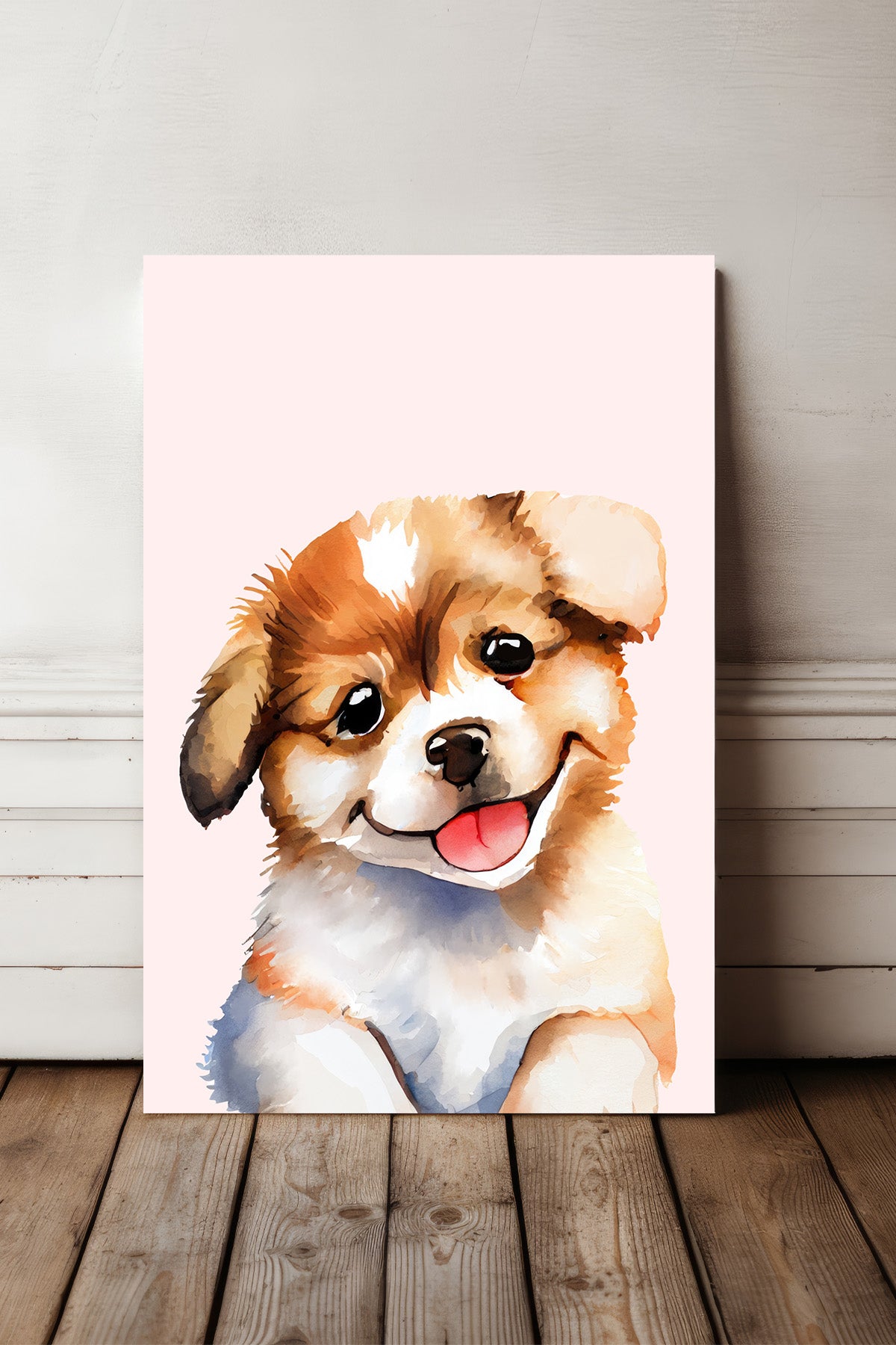 Golden Puppy Watercolour Canvas Print — canvas wall art