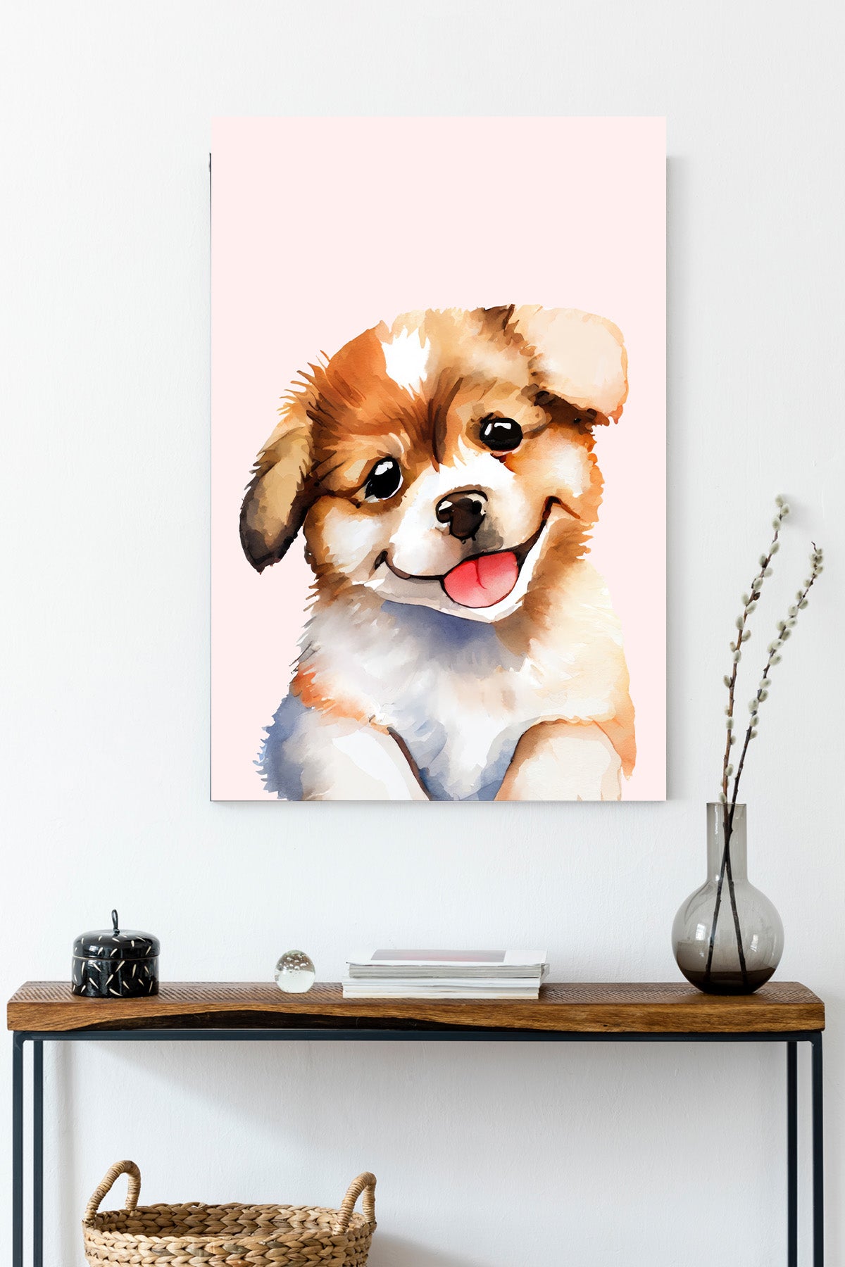 Golden Puppy Watercolour Canvas Print — canvas wall art