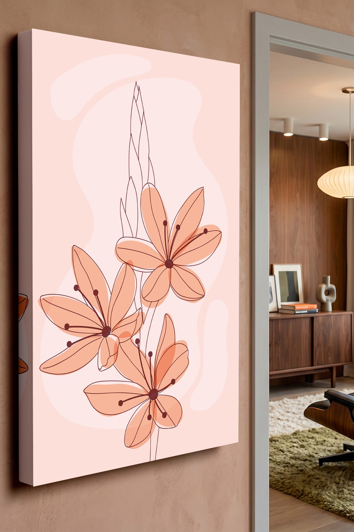Blush Line Art Florals Canvas Print — canvas wall art