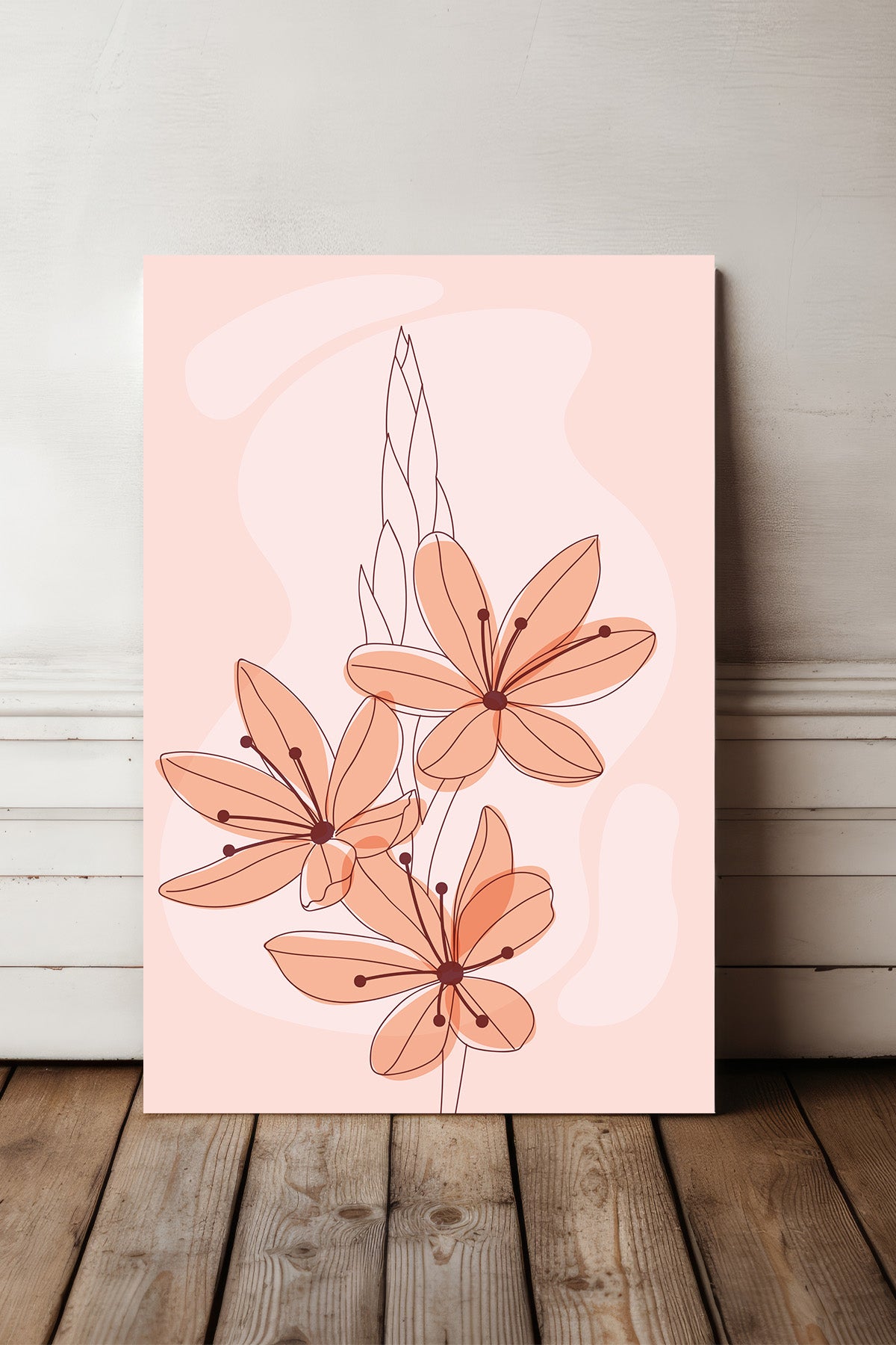 Blush Line Art Florals Canvas Print — canvas wall art