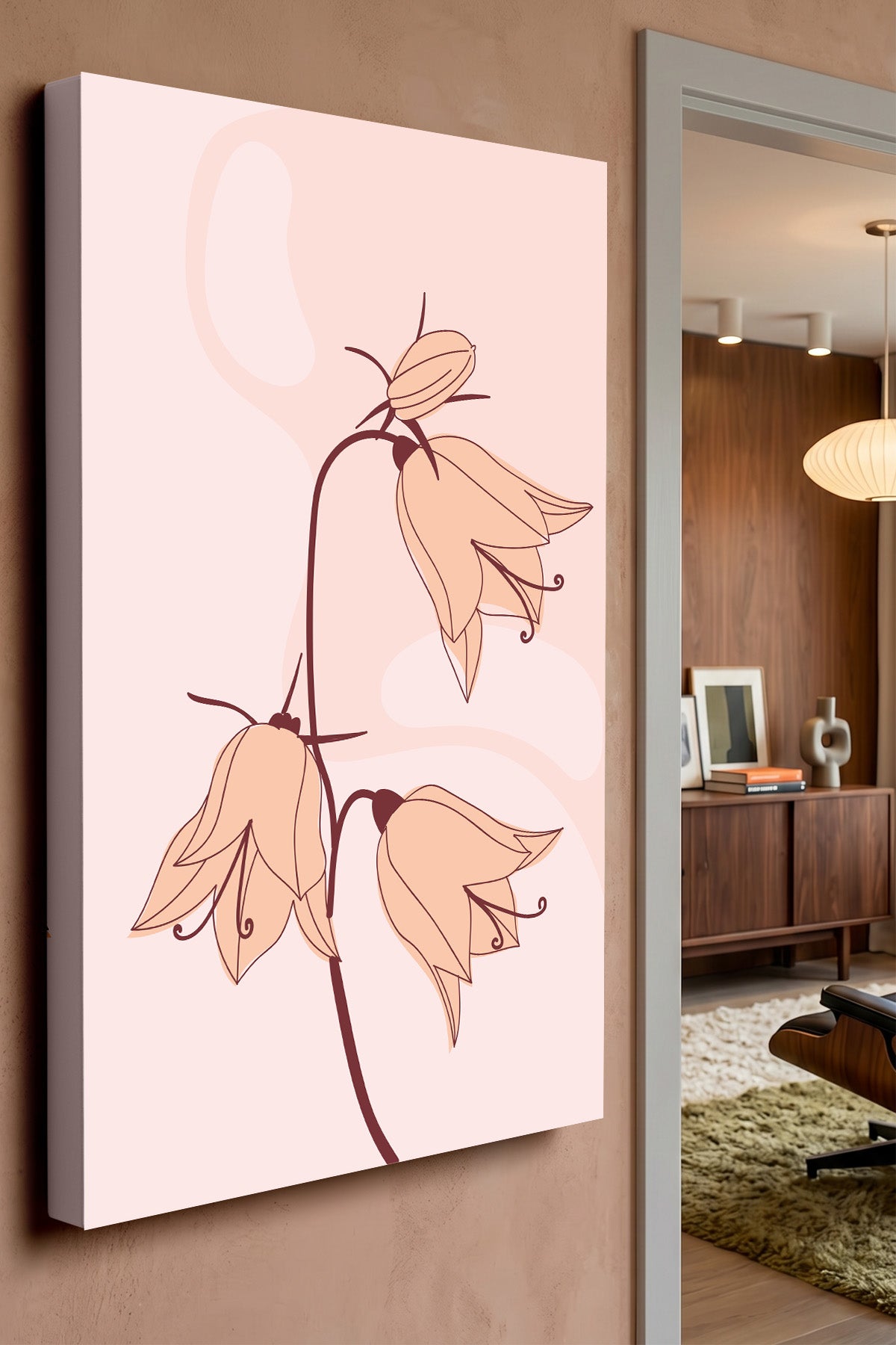 Blush Bellflower Line Art Canvas Print — canvas wall art