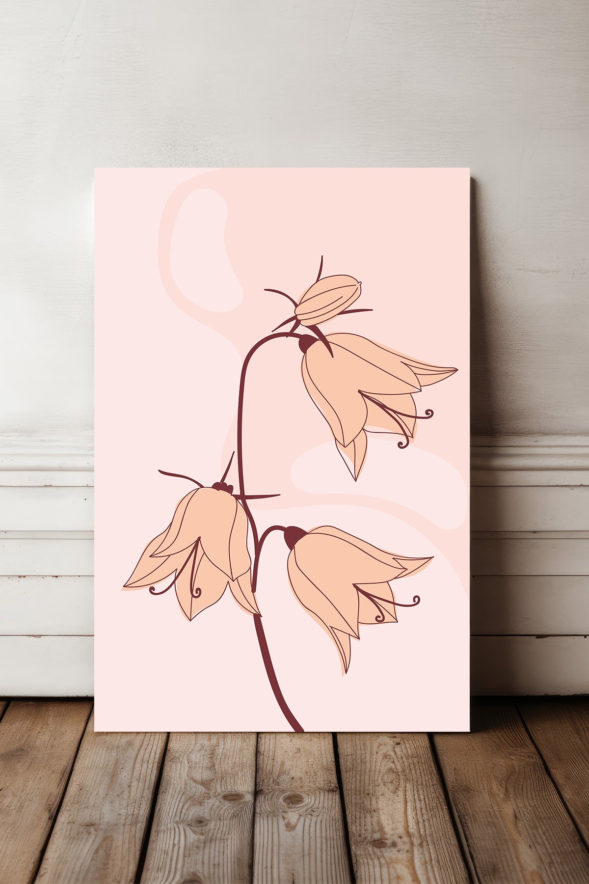 Blush Bellflower Line Art Canvas Print — canvas wall art