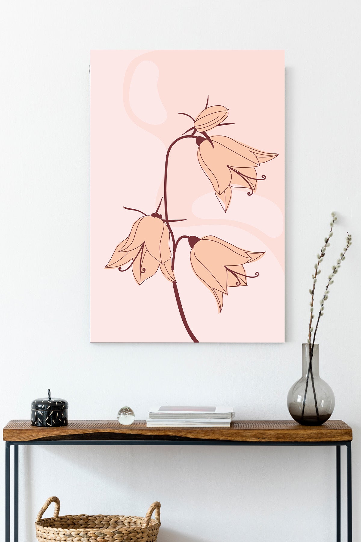 Blush Bellflower Line Art Canvas Print — canvas wall art