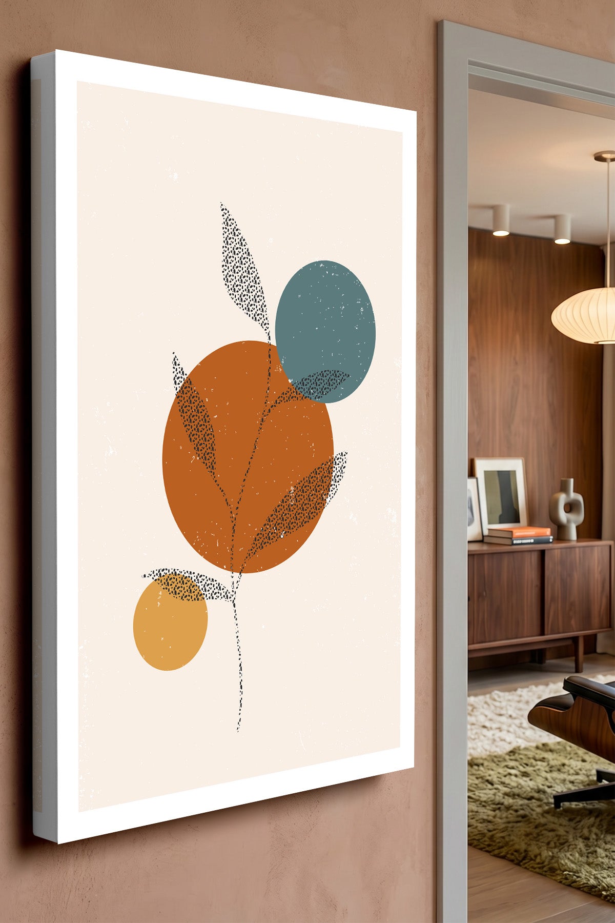 Terracotta Botanical Geometric Canvas Print — canvas wall art