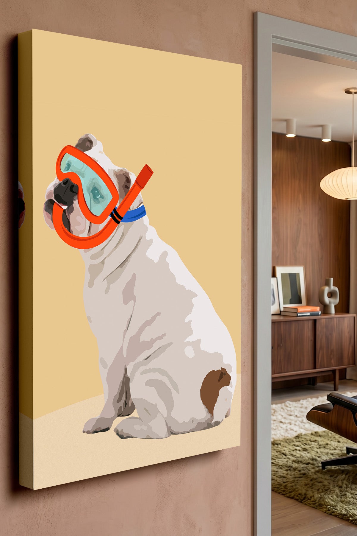 Bulldog in Snorkel Gear Canvas Print — canvas wall art