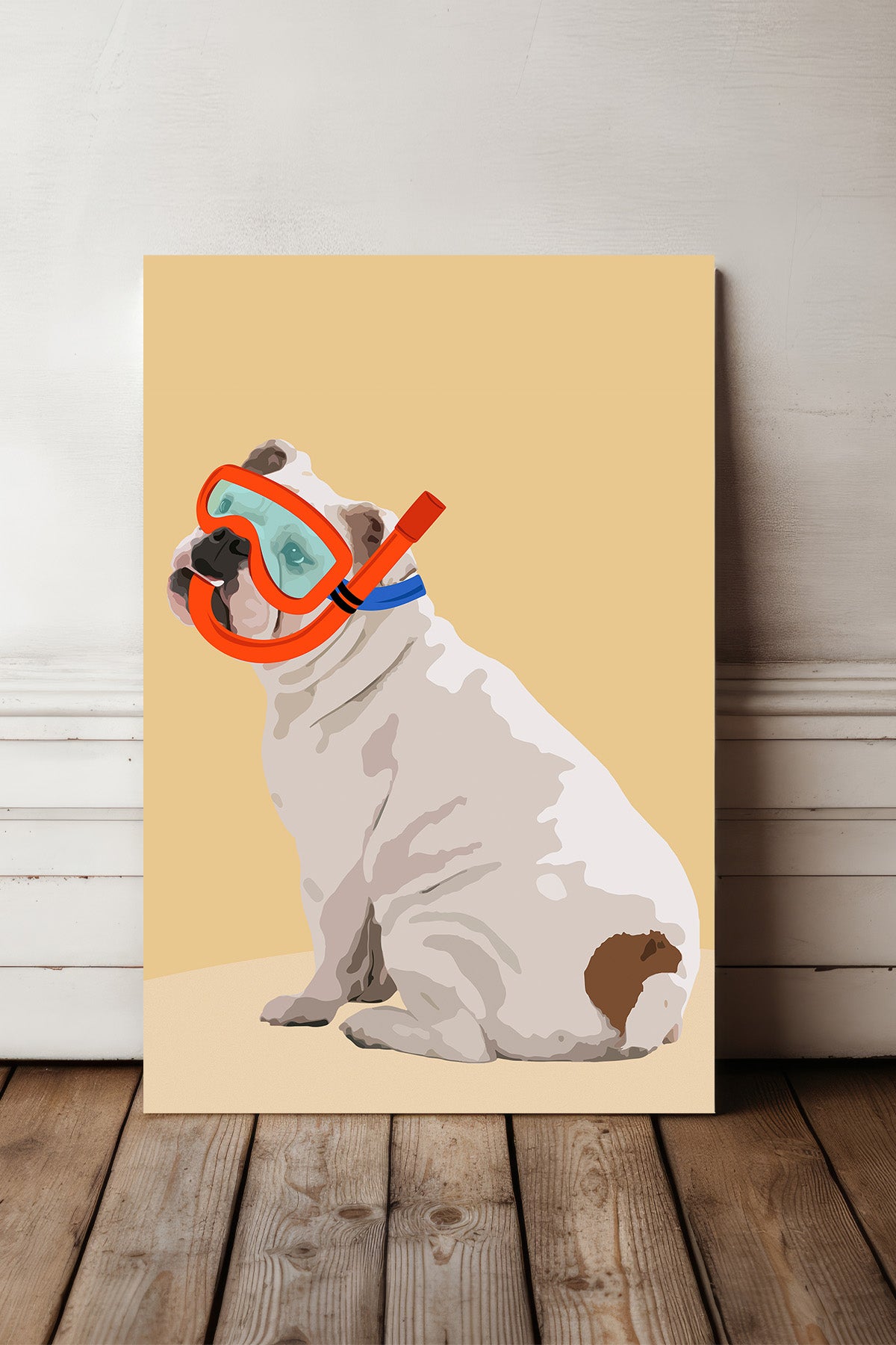 Bulldog in Snorkel Gear Canvas Print — canvas wall art