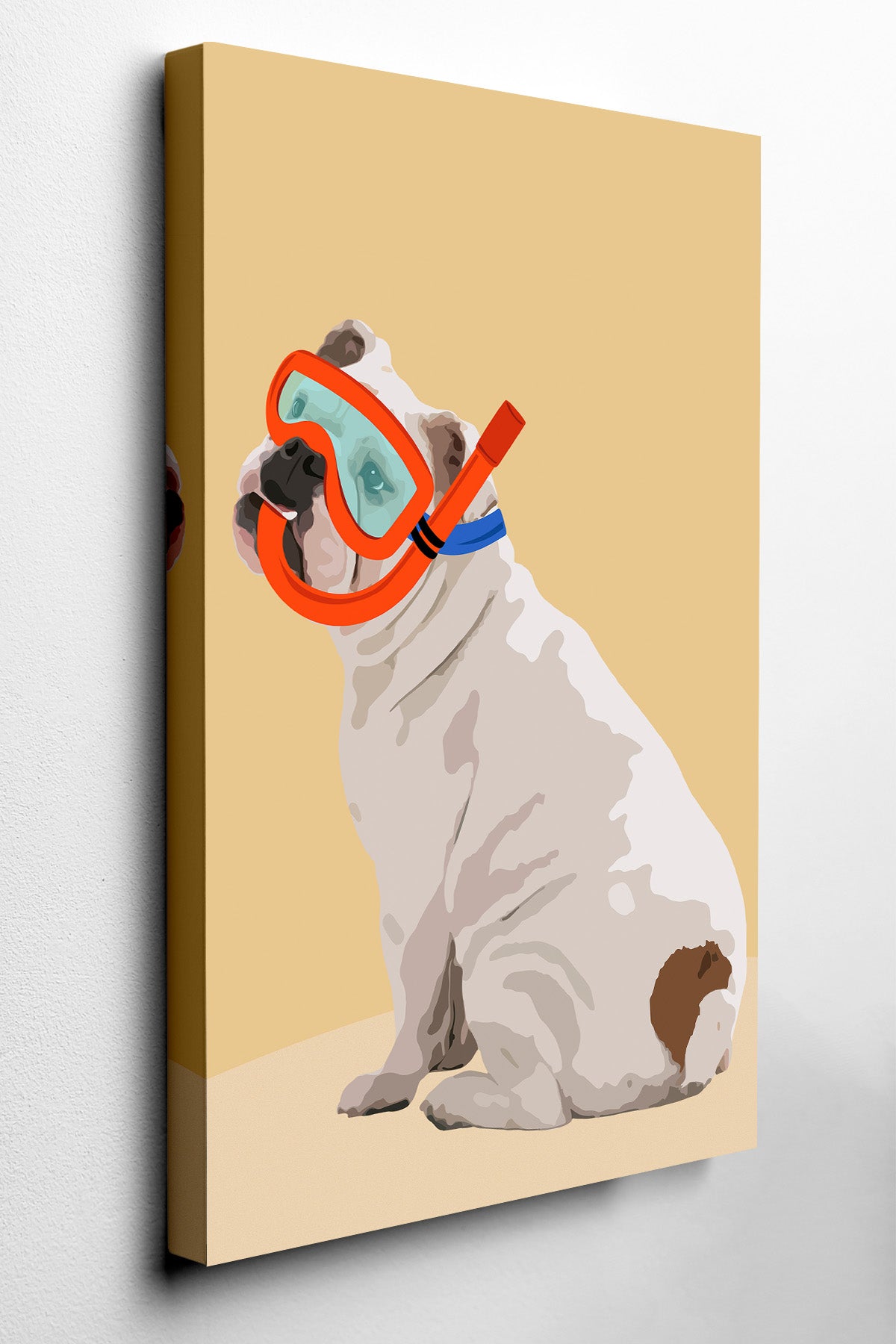 Bulldog in Snorkel Gear Canvas Print — canvas wall art