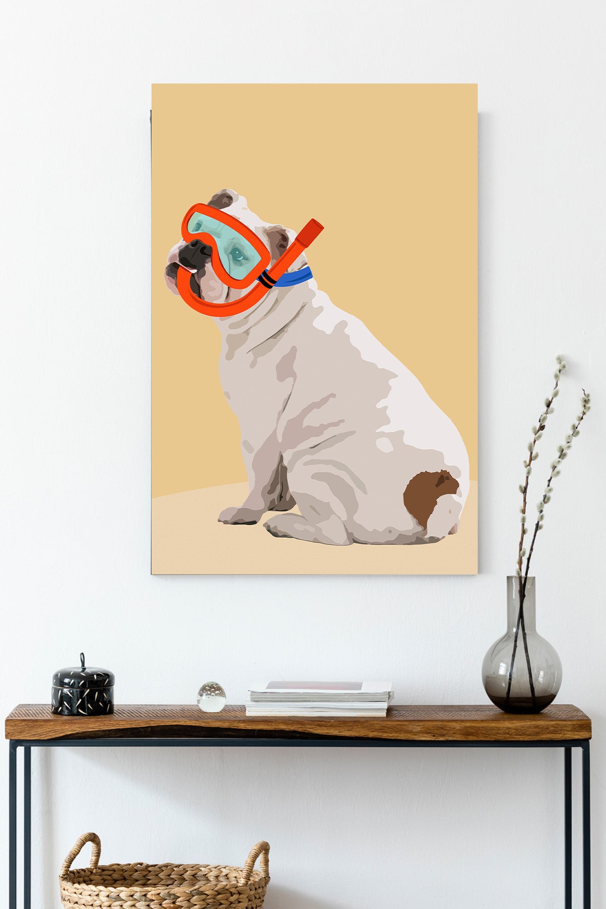 Bulldog in Snorkel Gear Canvas Print — canvas wall art